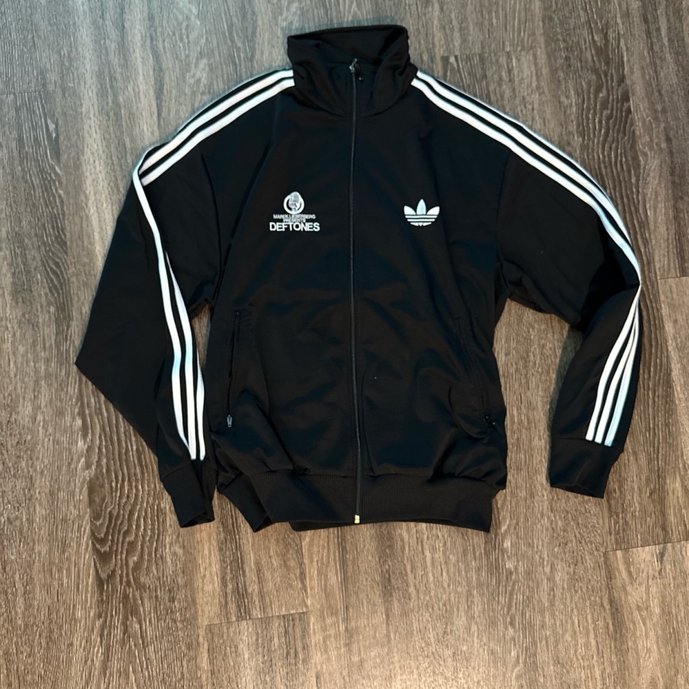 Deftones Adidas Black Track Jacket with White Stripes